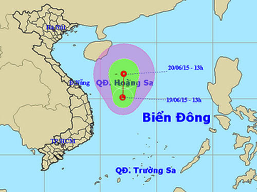 Xuất hiện áp thấp trên biển Đông ảnh 1 Dự báo đường đi và khu vực ảnh hưởng của vùng áp thấp.