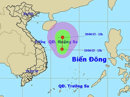 Xuất hiện áp thấp trên biển Đông