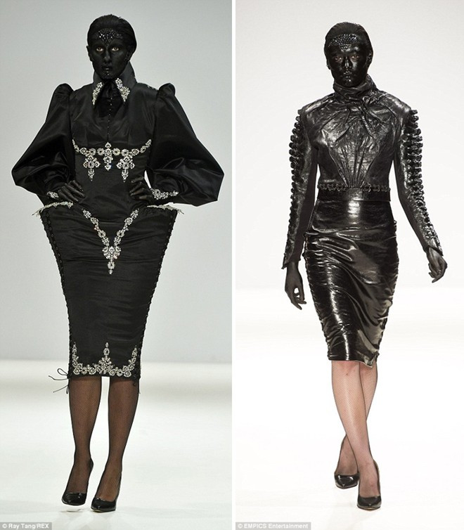 Các người mẫu được hóa trang như những người ngoài hành tinh. Show thời trang kỳ quái nhất sàn diễn London