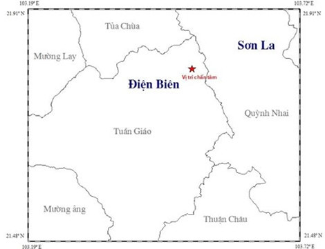 Vị trí xảy ra động đất.