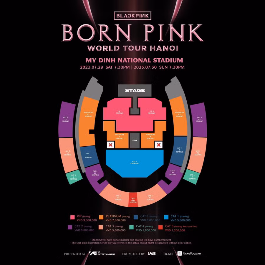 Sơ đồ chỗ ngồi của show BLACKPINK tại Hà Nội. Sơ đồ chỗ ngồi của show BLACKPINK tại Hà Nội.