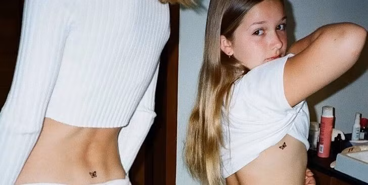 Con gái David Beckham sở hữu hình xăm giả ở tuổi 12.