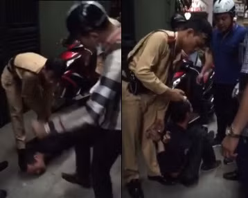 Người dân lao vào đánh đối tượng khi lực lượng chức năng đã khống chế. Ảnh cắt clip