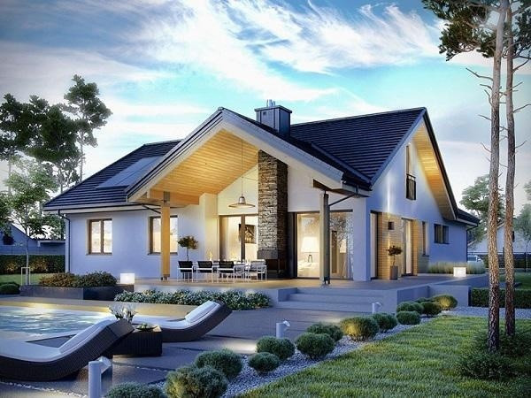 Nhà cấp 4 kèm sân vườn thiết kế theo phong cách hiện đại nước Mỹ, đẹp, sang trọng không thua kém bất kỳ ngôi nhà cao tầng nào.