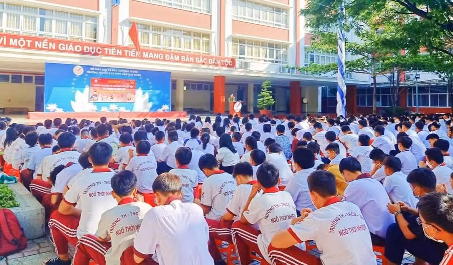 Nội dung phòng, chống tham nhũng được Trường Tiểu học - THCS - THPT Ngô Thời Nhiệm (cơ sở Bình Dương) truyền tải qua các hoạt động trải nghiệm.