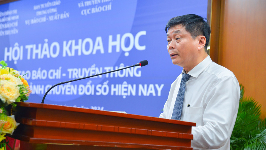 PGS.TS Phạm Minh Sơn - Giám đốc, Chủ tịch Hội đồng khoa học của Học viện Báo chí và Tuyên truyền. Ảnh: TG.