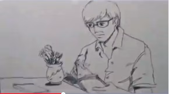 Bức họa của sinh viên Kiến trúc về hình ảnh người thầy. Ảnh: báo Lao động