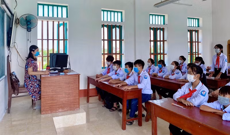 Một lớp học ở Trường THCS Hải Lý (Hải Hậu, Nam Định). Ảnh: TG
