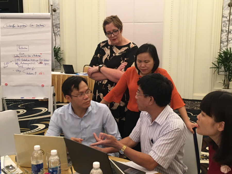 Chuyên gia Trường ĐH Sunshine Coast và các học viên trong một buổi thảo luận nhóm Chuyên gia Trường ĐH Sunshine Coast và các học viên trong một buổi thảo luận nhóm