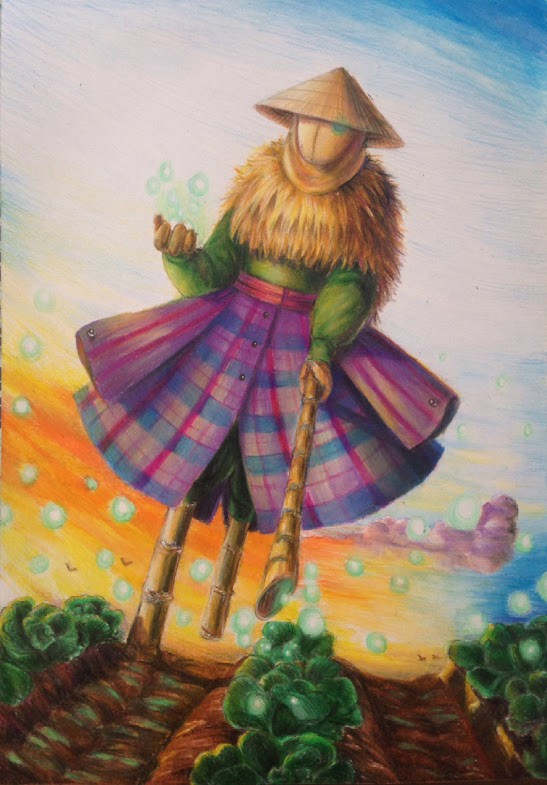 Nguyễn Thanh Hiền ấn tượng với tác phẩm Bù nhìn rơm - thần bảo vệ nông nghiệp. Miêu tả nhân vật của mình, tác giả viết: “Anh hùng đâu chỉ dẹp trừ cái ác, mà còn phải đem lại ấm no cho mọi người". Nguyễn Thanh Hiền ấn tượng với tác phẩm Bù nhìn rơm - thần bảo vệ nông nghiệp. Miêu tả nhân vật của mình, tác giả viết: “Anh hùng đâu chỉ dẹp trừ cái ác, mà còn phải đem lại ấm no cho mọi người".