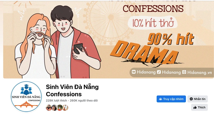 Một trang Confession của sinh viên Đà Nẵng. Ảnh: Facebook