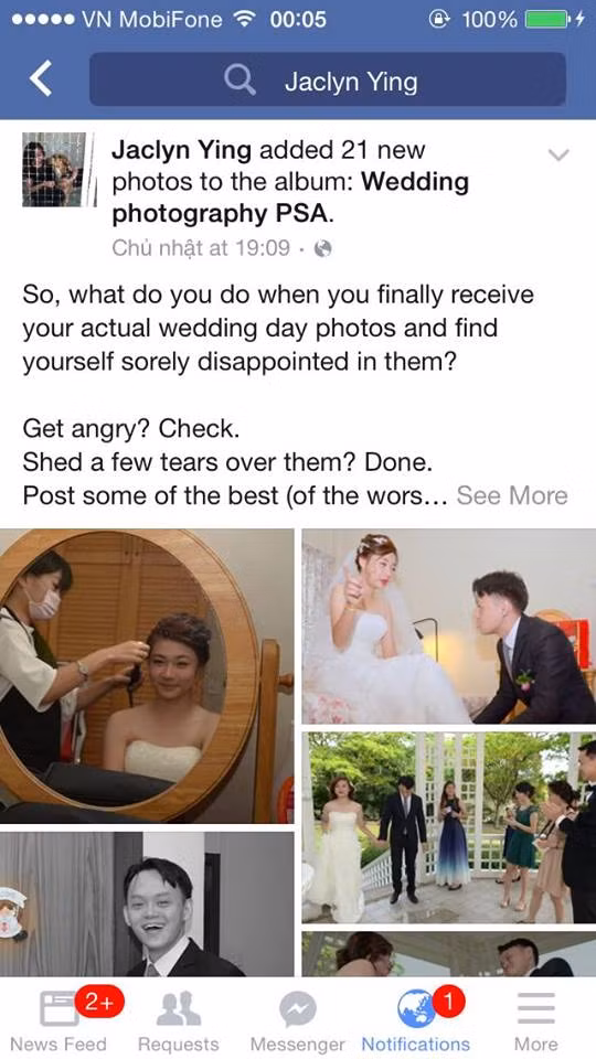  Trang cá nhân của cô dâu đăng tải đầy đủ bộ ảnh phóng sự cưới chất lừ 