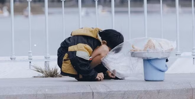 Ánh mắt thẫn thờ của cậu bé bán hàng rong ngày 1/6 gây ám ảnh