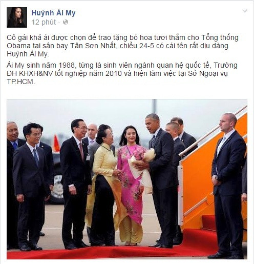 Lộ diện cô gái Sài Gòn khả ái tặng hoa sen cho Tổng thống Mỹ Obama - Ảnh 4 Lộ diện cô gái Sài Gòn khả ái tặng hoa sen cho Tổng thống Mỹ Obama - Ảnh 4