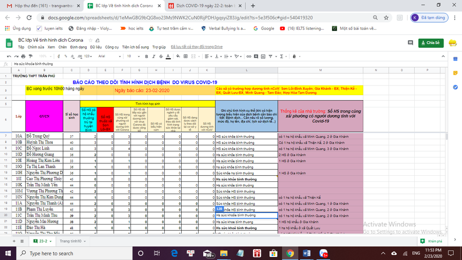 Cập nhập thông tin sức khỏe học sinh hàng ngày của các nhà trường ở Vĩnh Phúc. Cập nhập thông tin sức khỏe học sinh hàng ngày của các nhà trường ở Vĩnh Phúc.