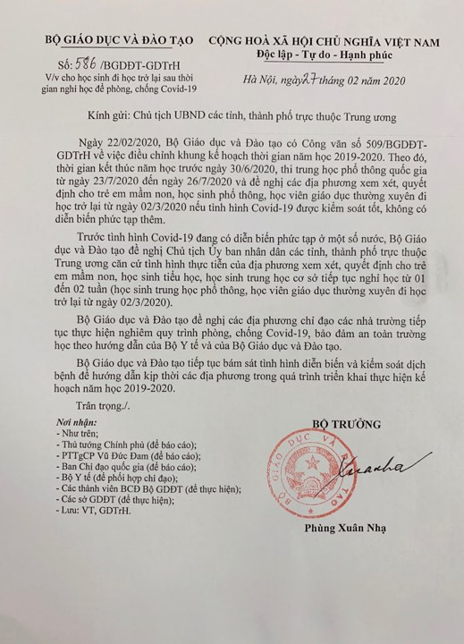 Công văn số 587/BGDĐT-GDTrH Công văn số 587/BGDĐT-GDTrH