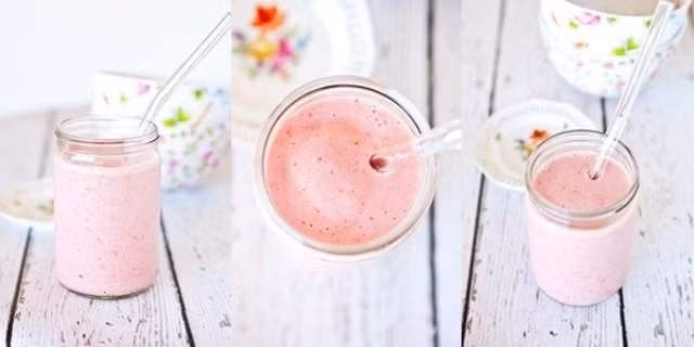 sinh tố dâu tây và kem