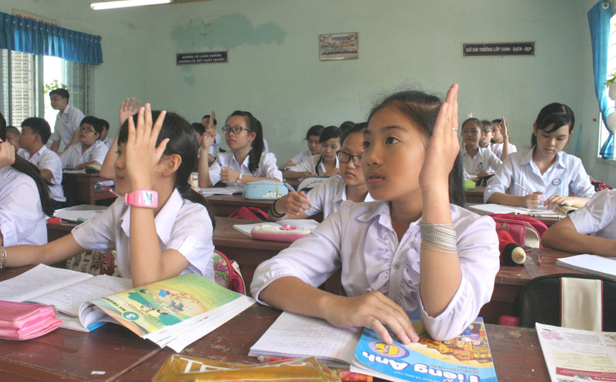 Giờ học tại Trường THCS Kim Hồng (TP Cao Lãnh, Đồng Tháp). Ảnh: Q. Ngữ