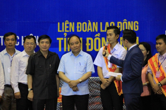 Thủ tướng Nguyễn Xuân Phúc tại buổi gặp gỡ công nhân tại Đồng Nai. IMG_4888