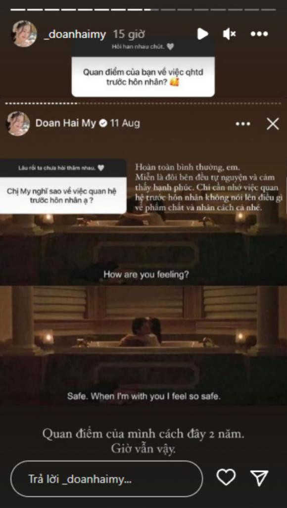 Doãn Hải My gây chú ý khi chia sẻ về quan điểm 'ăn cơm trước kẻng'. Doãn Hải My gây chú ý khi chia sẻ về quan điểm 'ăn cơm trước kẻng'.