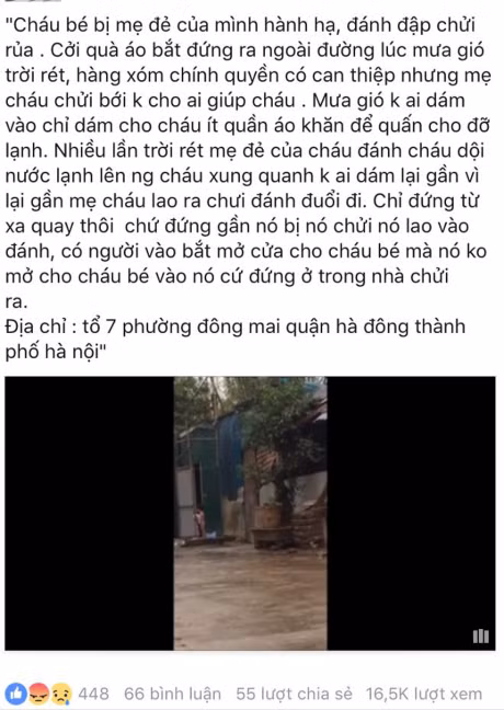 Be gai 3 tuoi bi me lot sach quan ao, doi nuoc lanh bat dung ngoai troi mua ret? - Anh 1