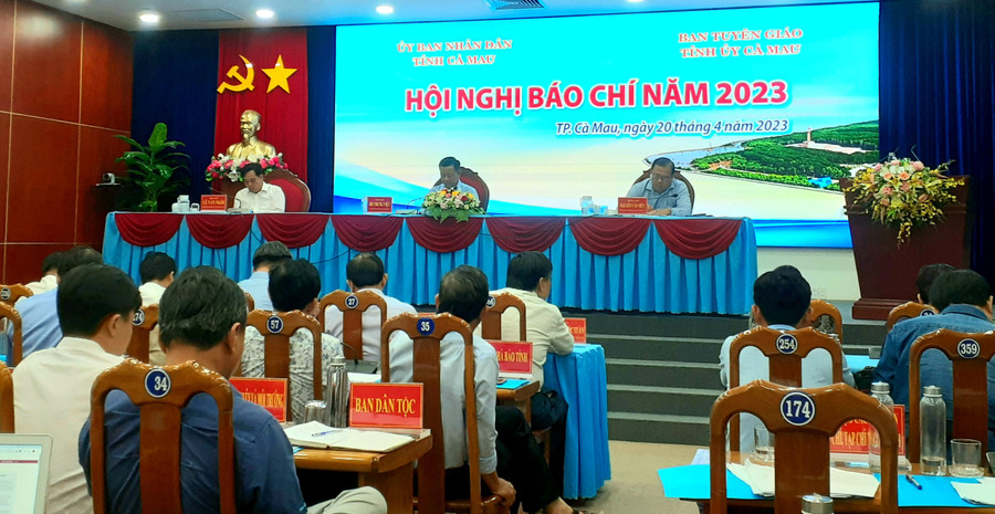 Quang cảnh Hội nghị báo chí năm 2023 tỉnh Cà Mau.