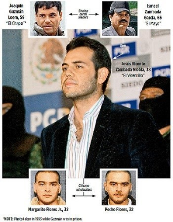 Jesus Vicente Zambada Niebla, con trai của cựu thủ lĩnh Sinaloa cartel, Ismael Zambada García, bị bắt năm 2009 Jesus Vicente Zambada Niebla, con trai của cựu thủ lĩnh Sinaloa cartel, Ismael Zambada García, bị bắt năm 2009