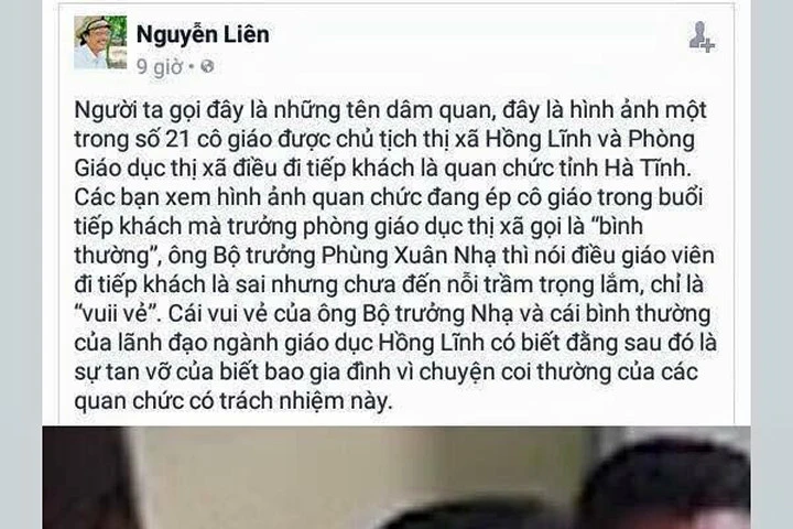 Xin giáo viên Hồng Lĩnh tha thứ vụ bịa đặt trên facebook