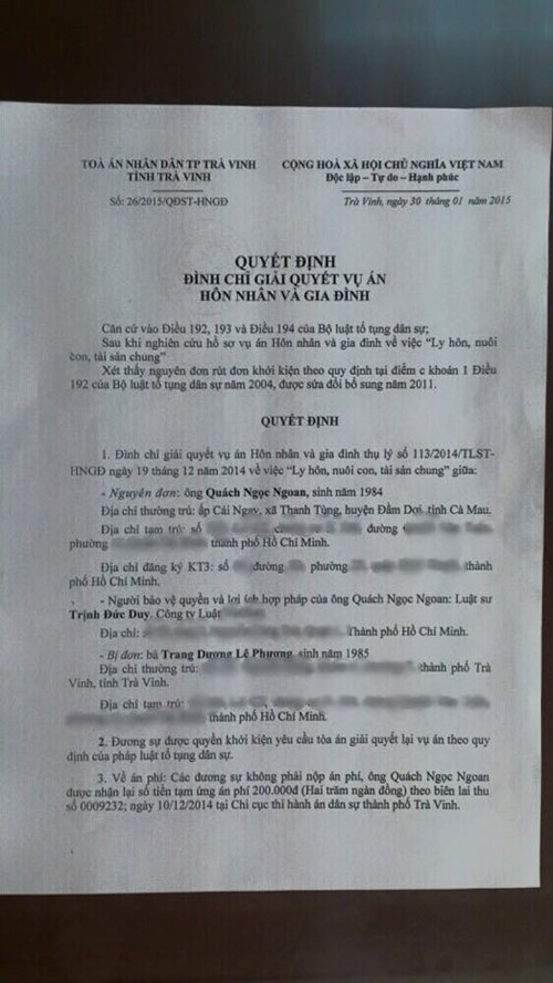 Quách Ngọc Ngoan bất ngờ rút đơn ly hôn với Lê Phương - Hình 2 Quach Ngoc Ngoan bat ngo rut don ly hon voi Le Phuong-Hinh-2