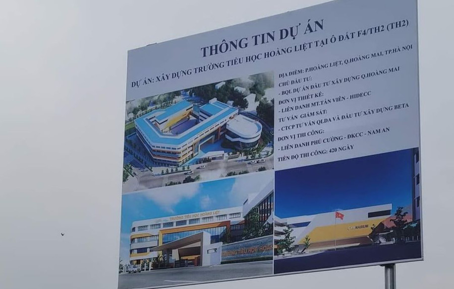 Dự án xây dựng Trường Tiểu học Hoàng Liệt tại ô đất F4/TH2 là 1 trong 4 dự án xây trường học trên địa bàn phường Hoàng Liệt đang triển khai. Ảnh: TG Dự án xây dựng Trường Tiểu học Hoàng Liệt tại ô đất F4/TH2 là 1 trong 4 dự án xây trường học trên địa bàn phường Hoàng Liệt đang triển khai. Ảnh: TG