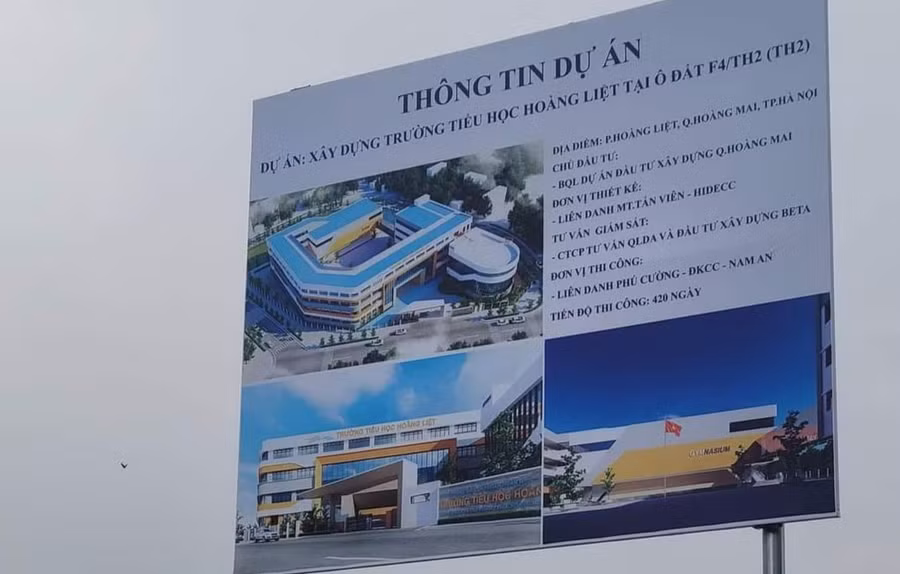 Dự án xây dựng Trường Tiểu học Hoàng Liệt tại ô đất F4/TH2 là 1 trong 4 dự án xây trường học trên địa bàn phường Hoàng Liệt đang triển khai. Ảnh: TG Dự án xây dựng Trường Tiểu học Hoàng Liệt tại ô đất F4/TH2 là 1 trong 4 dự án xây trường học trên địa bàn phường Hoàng Liệt đang triển khai. Ảnh: TG