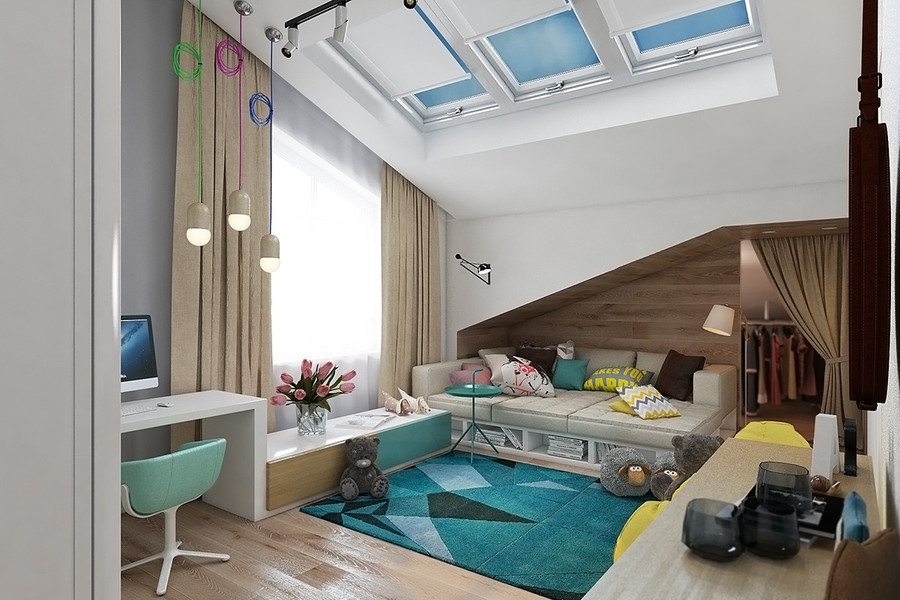 Cặp đôi xanh – vàng giúp căn phòng nổi bật và luôn mới mẻ.