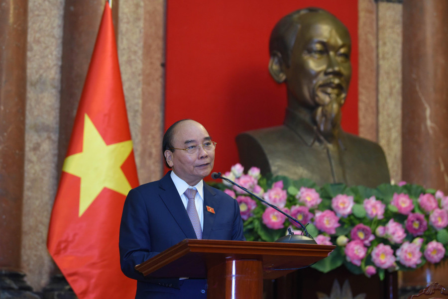 Chủ tịch nước Nguyễn Xuân Phúc phát biểu tại buổi gặp mặt.