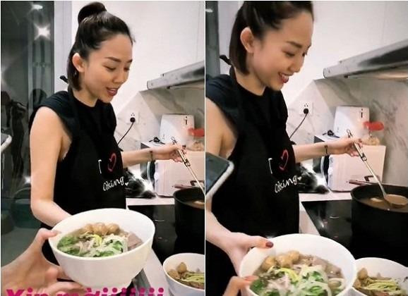 Xem Tóc Tiên trổ tài nữ công gia chánh
