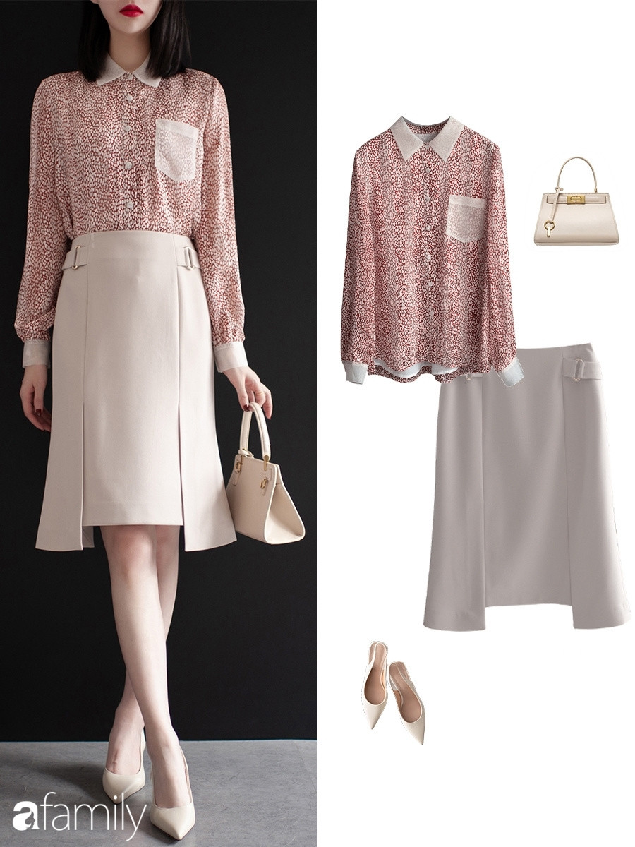 Gợi ý 10 set đồ công sở với chân váy ngang gối - Ảnh 7. Gợi ý 10 set đồ công sở với chân váy ngang gối - Ảnh 7.