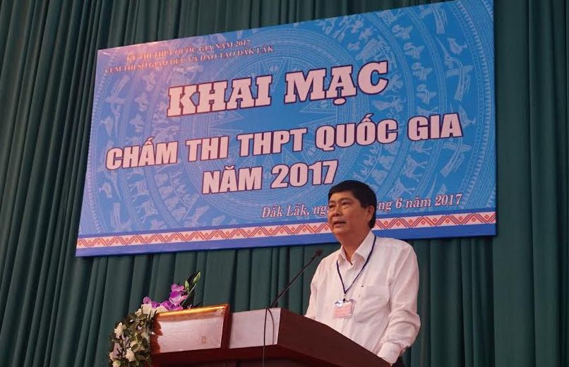 ông Phạm Đăng Khoa - Giám đốc Sở GD&ĐT Đắk Lắk phát biểu khai mạc chấm thi THPT quốc gia 2017