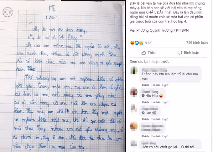 Chết cười bài văn tả mẹ bằng "ngôn ngữ chất và đắt nhất" của cậu bé lớp 4 ảnh 1