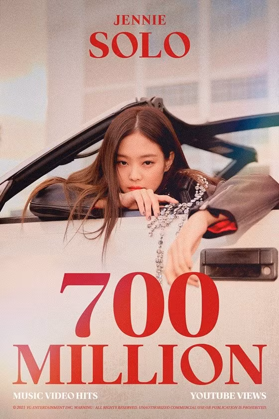 "SOLO" của Jennie đã cán mốc hơn 700 triệu lượt xem trên YouTube.