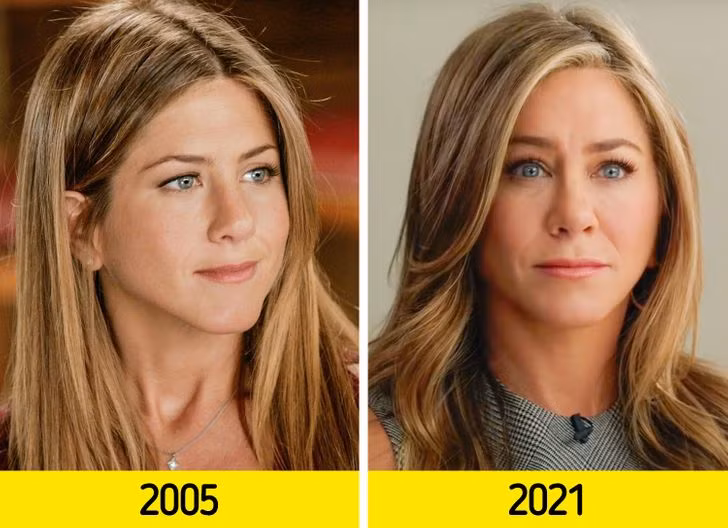 Jennifer Aniston: Nhan sắc của Jennifer Aniston không hề thay đổi nhiều kể từ khi đóng trong "Rumor Has It" ở thời điểm đó cô 36 tuổi. Vào năm 2021, một đoạn trailer trong "The Morning Show" đã được phát hành bạn có thể thấy rằng Jennifer Aniston trông vẫn rất trẻ đẹp ở tuổi 52.