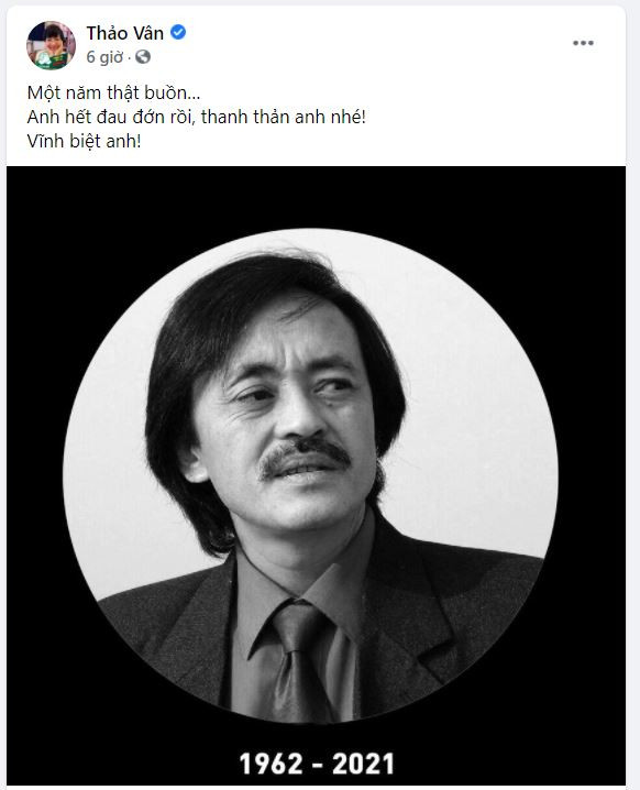 MC Thảo Vân không giấu nổi nỗi niềm xót xa: "Một năm thật buồn! Anh hết đau đớn rồi, thanh thản anh nhé. Vĩnh biệt anh!". MC Thảo Vân không giấu nổi nỗi niềm xót xa: "Một năm thật buồn! Anh hết đau đớn rồi, thanh thản anh nhé. Vĩnh biệt anh!".