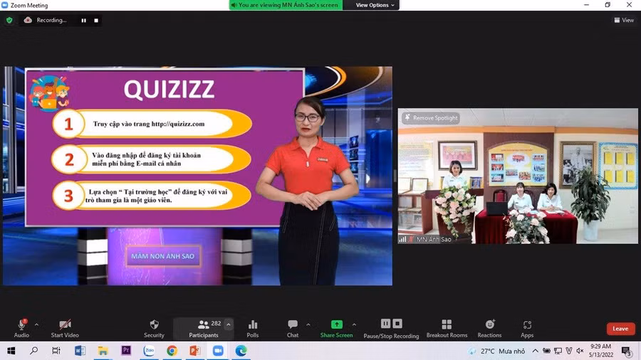 Cô Đào Thị Nhung (Trường Mầm non Ánh Sao, Cầu Giấy, Hà Nội) chia sẻ kinh nghiệm về công nghệ thông tin cho các đồng nghiệp. Ảnh: Vân Anh Cô Đào Thị Nhung (Trường Mầm non Ánh Sao, Cầu Giấy, Hà Nội) chia sẻ kinh nghiệm về công nghệ thông tin cho các đồng nghiệp. Ảnh: Vân Anh