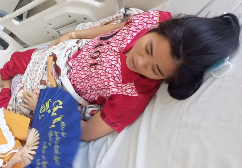 Cô Đỗ Thị Thanh Thẩm đang điều trị tại Bệnh viện Tim Mạch An Giang.