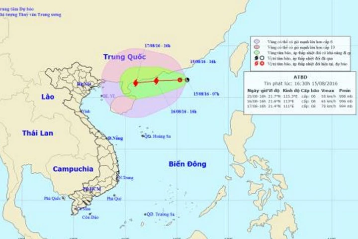 Áp thấp mạnh lên thành áp thấp nhiệt đới, nâng mức cảnh báo rủi ro thiên tai