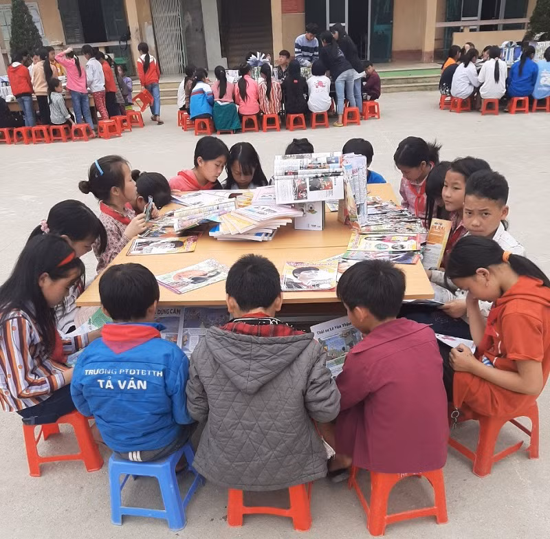 Hoạt động ngoại khóa của học sinh Trường Phổ thông Dân tộc Bán trú THCS Tả Ván. Ảnh: NTCC