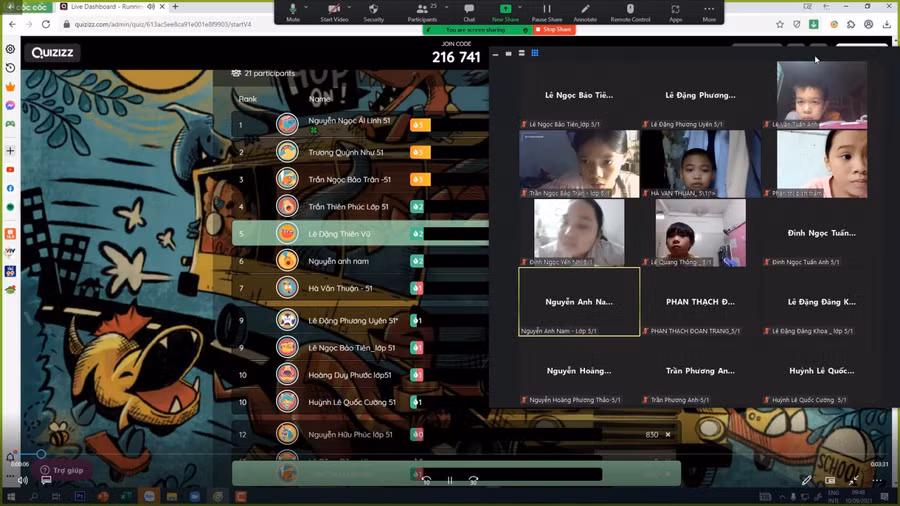 Giáo viên sử dụng các phần mềm thiết kế trò chơi vận dụng kiến thức để thu hút sự tập trung của học sinh trong giờ học trực tuyến 