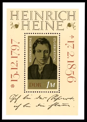 Tranh chân dung Heinrich Heine trên tem bưu chính của Đông Đức năm 1972.