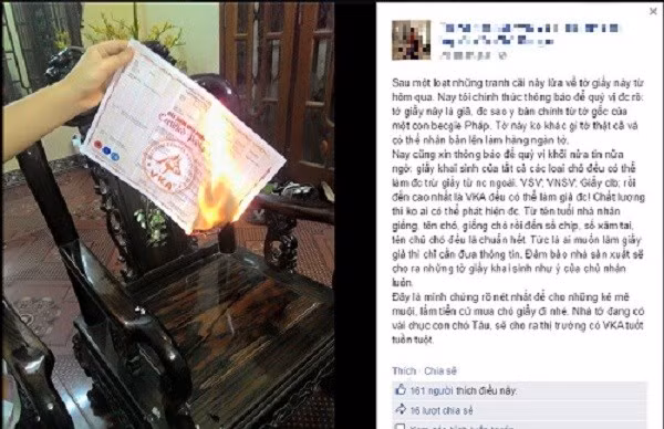 Thông tin về giấy tờ giả được một thành viên trong diễn đàn công khai Thông tin về giấy tờ giả được một thành viên trong diễn đàn công khai