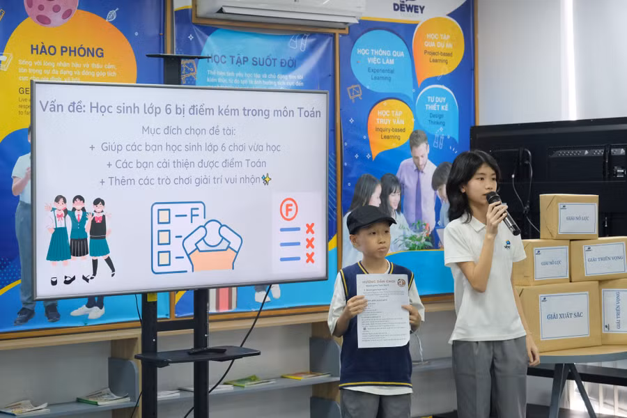 Nhóm Boardgame thuyết trình về dự án giúp học sinh yêu môn Toán học lớp 6. Đây là dự án 3 shark cùng đồng ý đầu tư 100% số vốn kêu gọi.