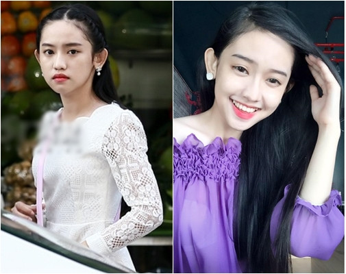 “Vỡ mộng” với nhan sắc ngoài đời của hot girl Thúy Vi ảnh 1 Hình ảnh Thúy Vi khi bị “chụp trộm” (trái) và ảnh selfie lung linh trên facebook (phải)