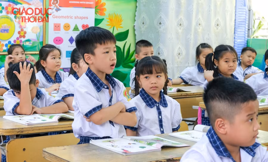 Các em tranh nhau phát biểu trong buổi học.